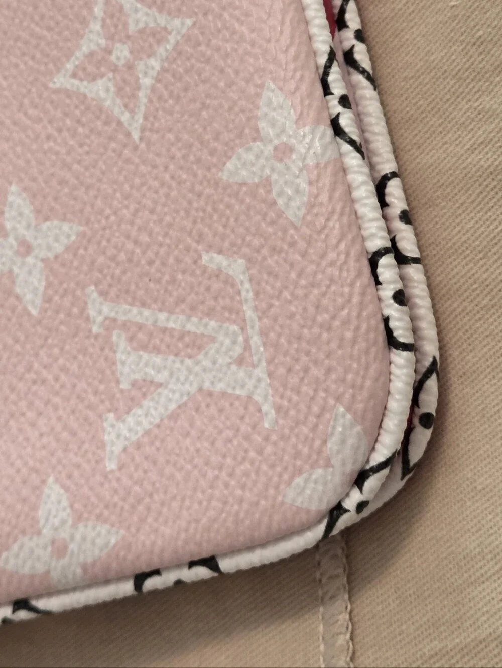Authentic LV Double Zip Pochette Giant Monogram Pink Red White Crossbody Bag